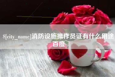 淮安消防设施操作员证有什么用途百度