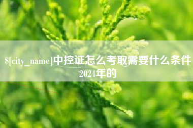 淮安中控证怎么考取需要什么条件2024年的